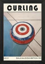 Curling Sport Mid Century Framed Wall Art Poster Canvas Print Picture