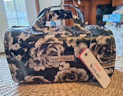 Floral Black Gray White Toiletry Bag, Cosmetic Bag, Or Jewelry Bag