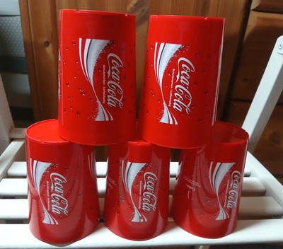 5x Coca-Cola SAMMELBECHER Becher à 0,2l Hartplastik Retro Vintage 2002 Set A TOP