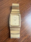 1980s Vintage Seiko 2A32-5160 Tank Watch Gold Tone Works Frosted Dial