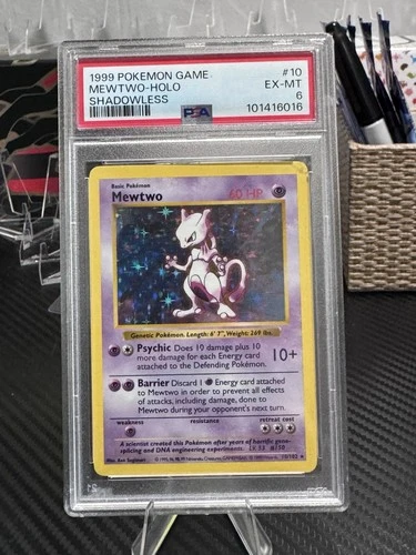 1999 Pokemon Mewtwo Base Set Holo Rare Shadowless #10 PSA 6