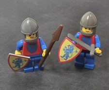 Vtg LEGO Crusader Knights Mini Figs Set Of 2 Helmets Shields Sword Spear READ