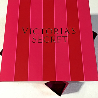 Victorias Secret Hot Pink Stripes Logo Shopping Square Gift Box 10x10x3 Rare