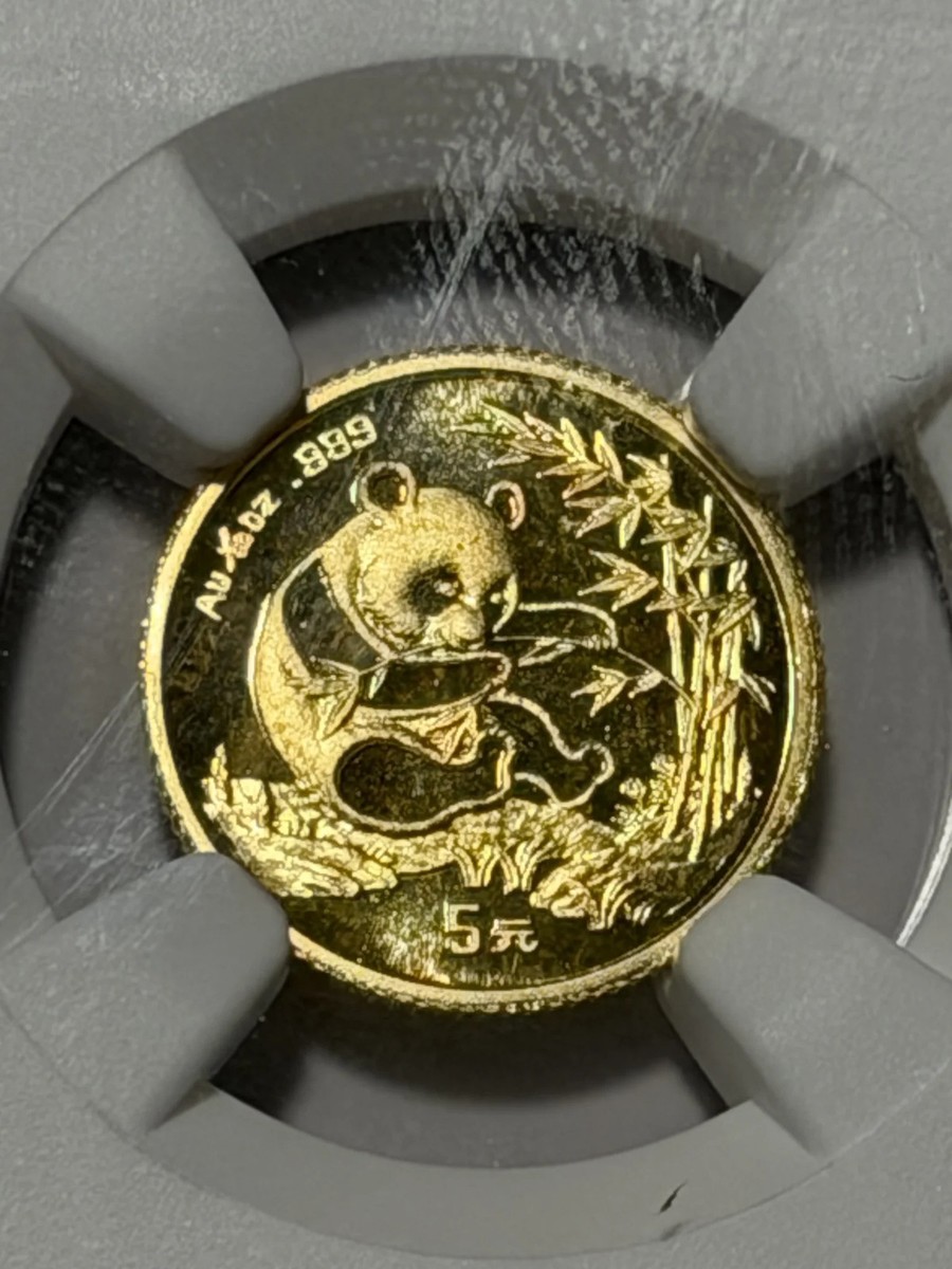 1994 China 5 Yuan Gold Panda Small Date 1/20oz World Coin NGC MS69
