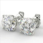 2 Ct Round Cut VS1/E Diamond Stud Earrings 14K White Gold
