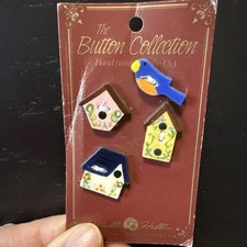 Rare Mill Hill Button charm birdhouse set 4 PLUS free project