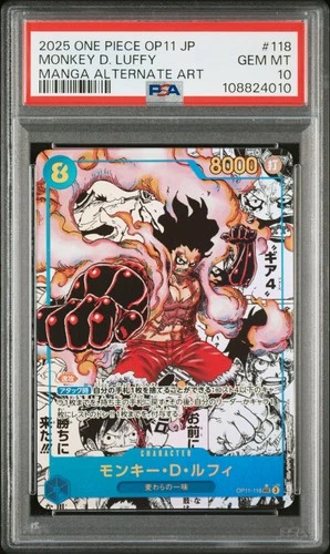 MANGA ALT ART GEAR 4 MONKEY D. LUFFY One Piece 2025 OP11 Japanese #118 PSA 10