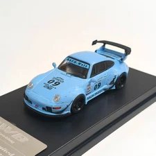 Porsche 993 RWB Blue Diecast Car Model 1:64 Scale - Alloy Body, Display Model