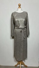 Peacocks Party Dress Size UK 16 Silver Midaxi Belt Event Cruise Races Sparkly