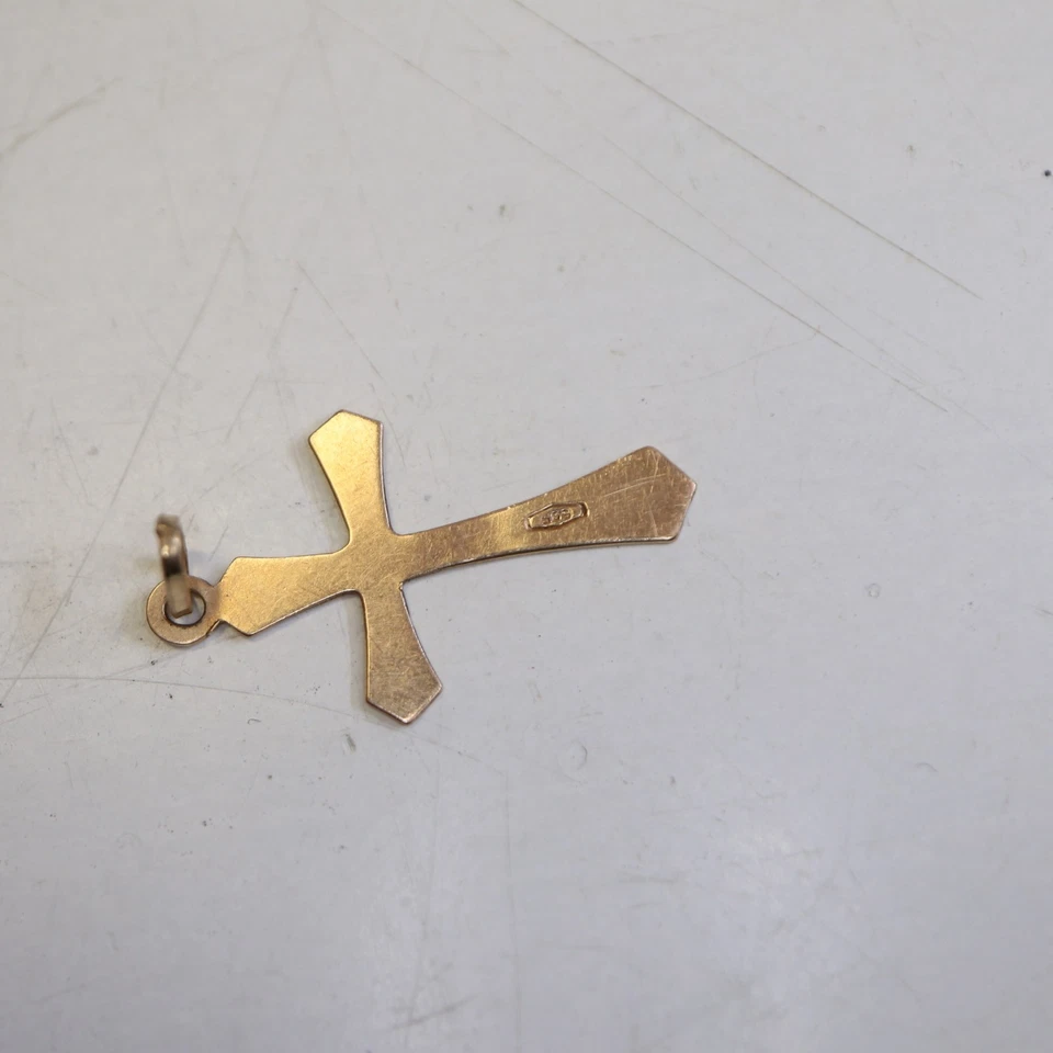 Kleiner Kreuz Kettenanhänger 585 Rose Gold  24 mm 0,4 g - Bild 3 von 3