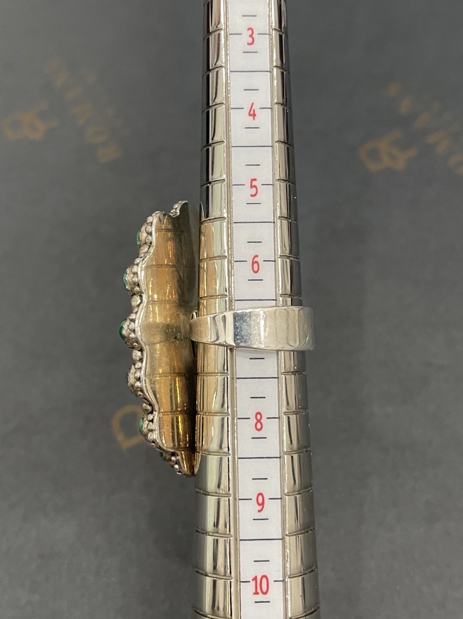 Malachite Cluster Ring Sterling Silver Center Sto… - image 18