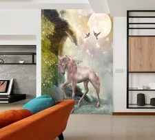3D Moon Unicorn G7799 Wallpaper Wall Murals Removable Self-adhesive Honey