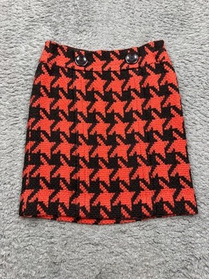 Per Se Skirt Women 4 Red Black Wool Silk Houndstooth Wrap Mini Pencil Career