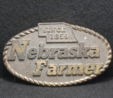XE01155 VINTAGE 1970s NEBRASKA FARMER SINCE 1859 AGRICULTURE MENS BELT BUCKLE