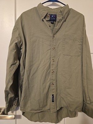 Port Authority Green Long Sleeve Button Down Shirt Men's Size L Left Pocket