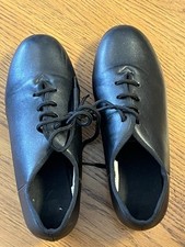 Danzcue Black Leather Tap Shoes For Dance With Laces Size 5M Adult