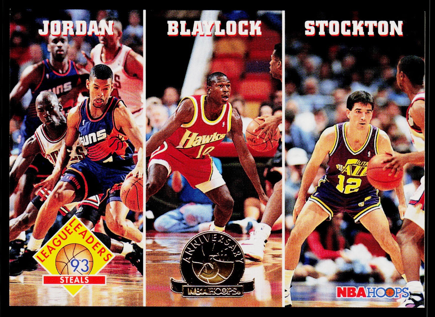 Steals (Michael Jordan / Mookie Blaylock / John Stockton) LL 1993-94 Hoops #289
