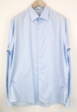 SUITSUPPLY Men's Shirt 45L/17 3/4L Slim Blue Pure Cotton Long Sleeve Classic 