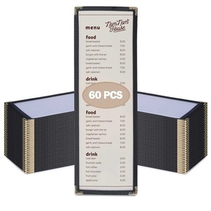 WeChef 60 Pcs Restaurant Menu Covers 4.25 x 14" Single Page 2 View for Wine List
