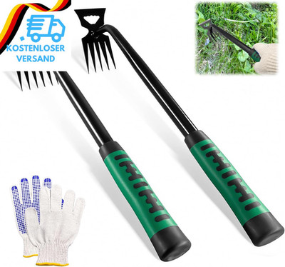 2 Stück Gartenarbeit Hand Unkrautstecher, Unkrautstecher Set 5 Und 6 Zähne, Edel