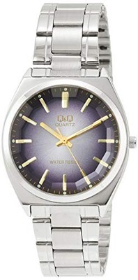 Q&Q QB78-202 Black Dial Quartz Watch Stainless Steel Men's Japan Brand New