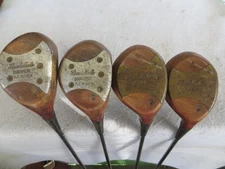 VINTAGE FIRST FLIGHT DRIVER,BRASSIE,SPOON AND CLEEK WOOD SET STIFF STEEL RH