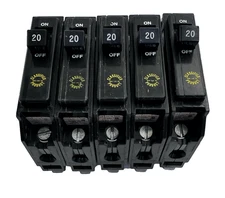 Lot of 5 Und Lab CHQ120 1 Pole Circuit Breaker 20 Amp 120/240 V