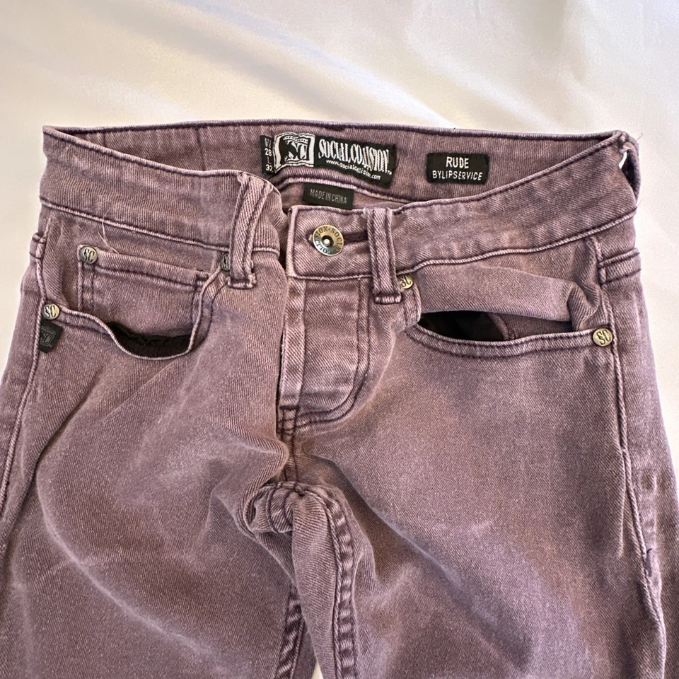 Винтажные мужские джинсы Lip Service Rude 28x32 фиолетовый узкий деним рокабильность гранж Y2K - Изображение 2 из 4