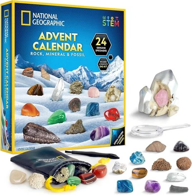 National Geographic Rock Minerals & Fossil Advent Weihnachtskalender Ornamente