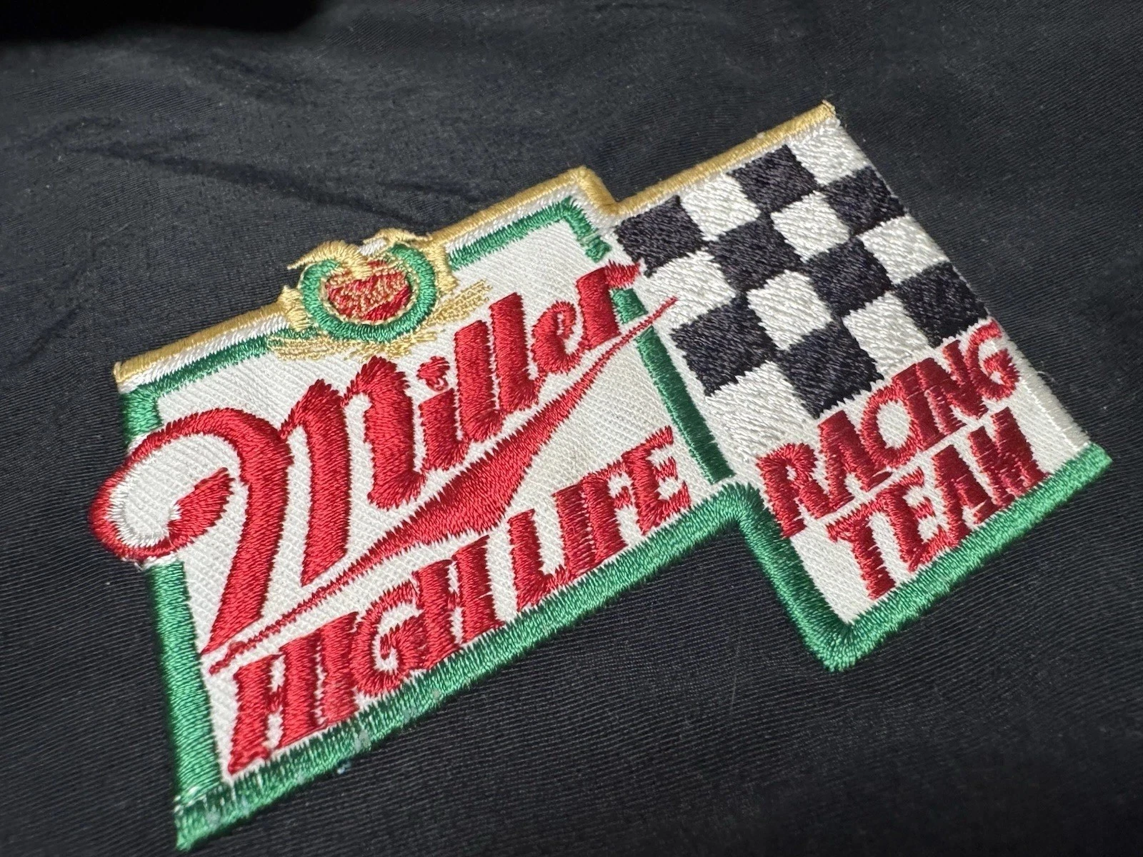 Vintage MBA Miller Racing Team Zip Jacket Black MADE IN USA SZ L EUC image 2