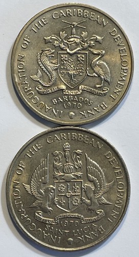 1970 Barbados & Saint Lucia 4 Dollars - FAO Issues