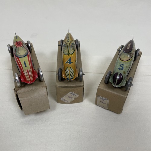 Lot Of 3 Vintage Marx Tin Litho Wind Up Race Cars No Key Untested w Boxes