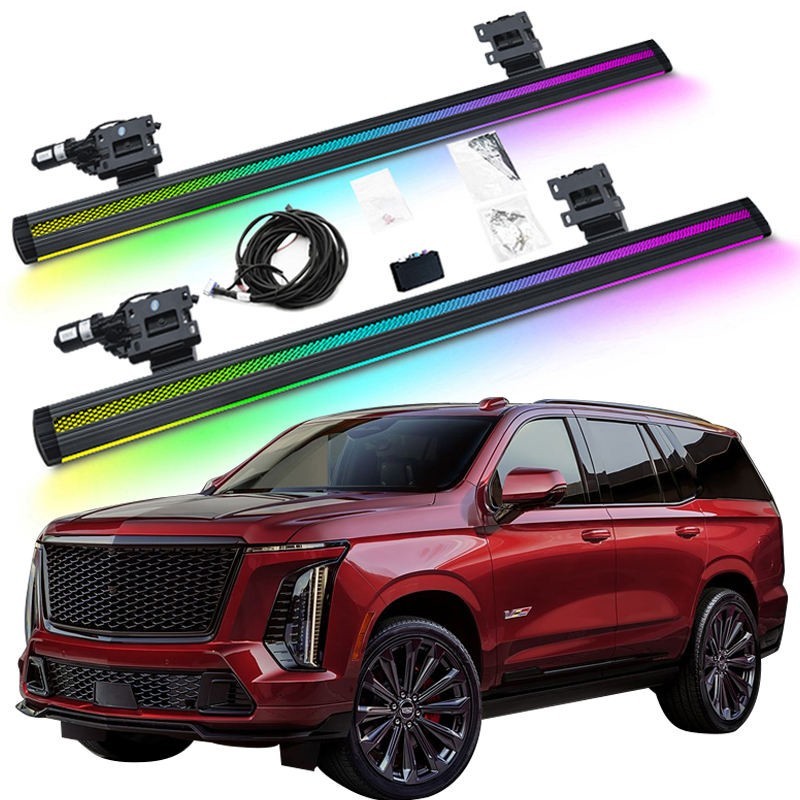 2PCS Electric Side Steps W Dual LED Light Fits For Cadillac
