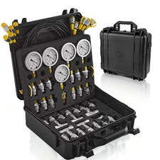 Hydraulic Pressure Test Kit 5 Gauges 13 Couplings 14 Tee Connectors 5 Test Hoses