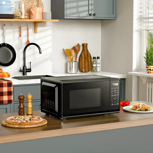 Black 0.7 Cu ft Countertop Microwave Oven, 700 Watts, Black - Picture 4 of 9