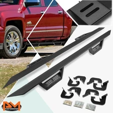 For 07-19 Silverado/Sierra Crew Cab 3" Side Nerf Bar Running Board+Down Step Pad