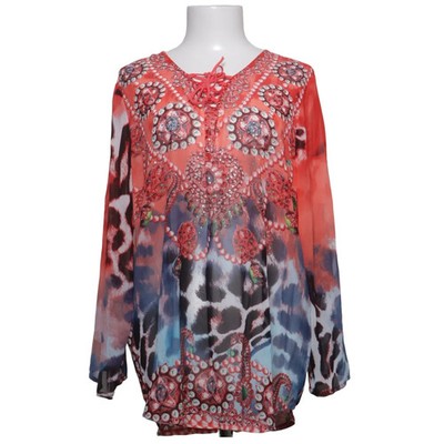 Chica London, Bluse, Größe: XL, Orange/Blau/Mehrfarbig, Polyester, Print #p5i