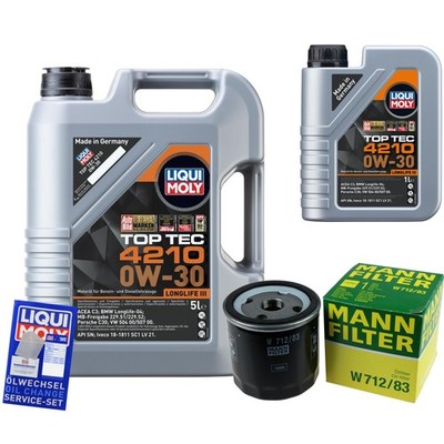 MANN Ölfilter 6 L Liqui Moly Top Tec 4210 0W-30 für Lexus RX 400h AWD
