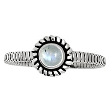 Natural Rainbow Moonstone - India 925 Sterling Silver Ring s.7 Jewelry R-1045