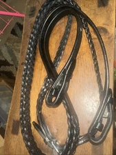 English Black Plaited Horse Rein NWOT