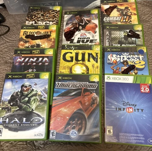 Xbox Games Assortment Selling As A Lot Of 10 With One Controller And Extra Halo.