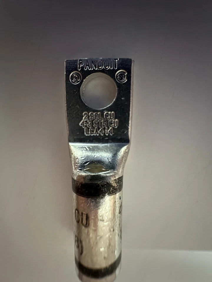 LCA4-14-LCopperLugStandardBarrel 1-Hole 1/4Stud#2 AWGSolid #3Stud  50 per box - Image 3 of 4