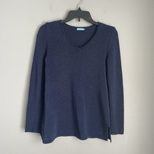 J. McLaughlin Sweater Women  s Size S Blue Italian Yarn V-Neck Blue Knit