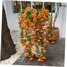 Fall Artificial Flowers for Outdoors,2 Pcs UV Resistant Fall Flowers Orange