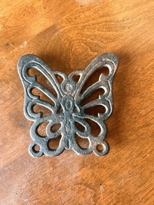 Vintage Cast Iron Butterfly Trivet Small Black cottage core Kitchen Decor 3.5 
