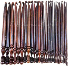 Rosewood Crochet Hook Set 15 Pcs 3.5MM-25MM Handmade Wooden Needles Engraved