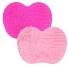 2 Pcs Silicone Make Up Brush Cleaning Mat, Cosmetic red and pink