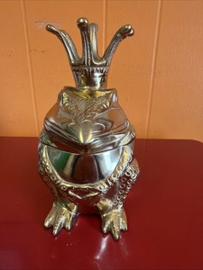 Brass Frog Prince Crown Figurine