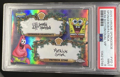 2025 Topps Chrome SpongeBob Patrick Star Bikini Bottom VIPs Duals #VI2-2 PSA 9