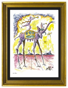 Salvador-Dali-Signed-Hand-Numbered-Ltd-Ed-034-Celestial-Elephant-034-Print-unframed